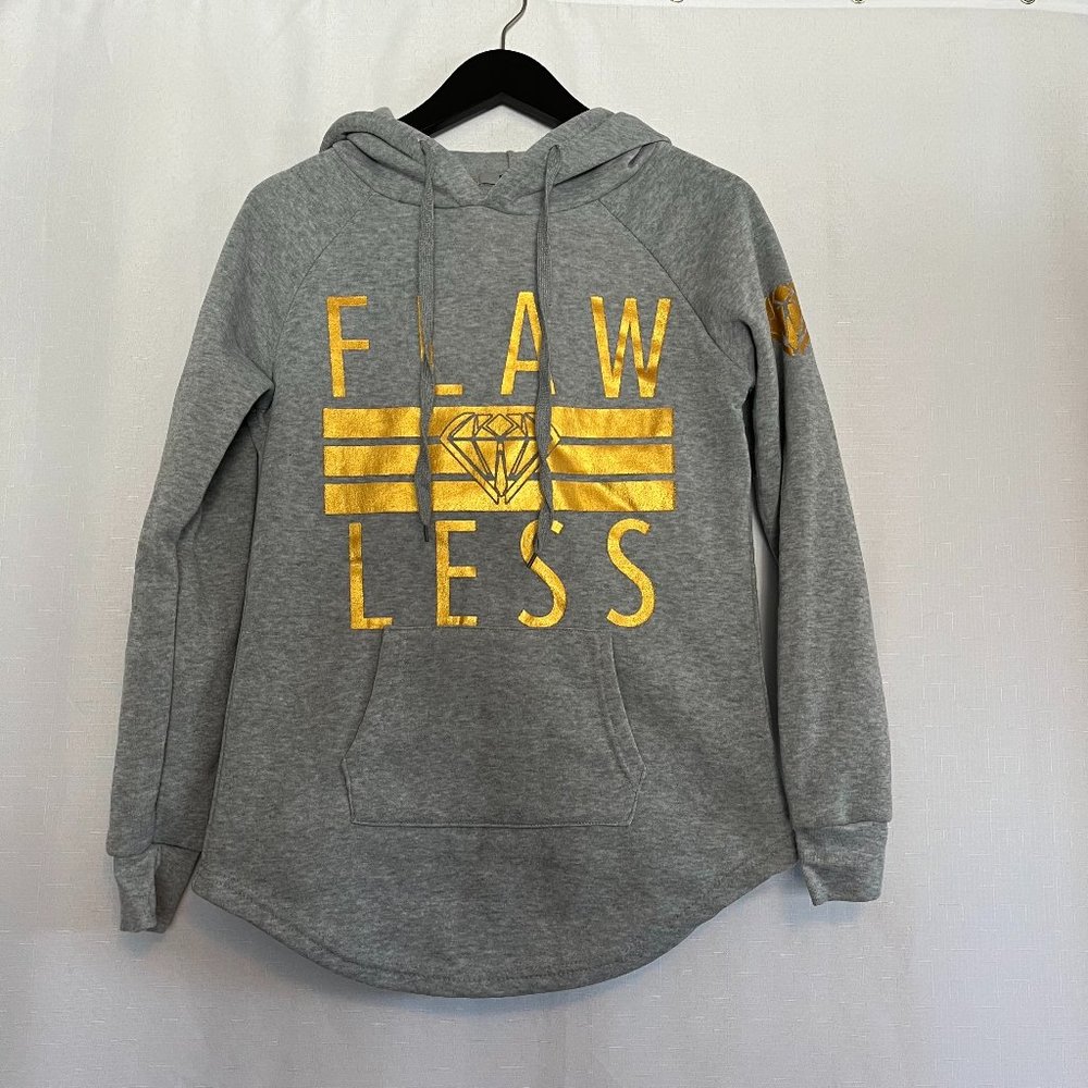 RAG Long Sleeve "Flawless" Hooded Sweatshirt Grey & Gold Size Medium